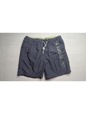 Superdry Swim Shorts Mens Large Black Elastic Waist Lined Trunks Pockets